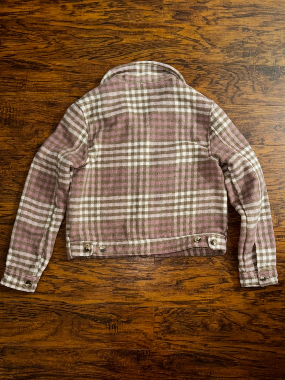 Joie Shacket Pink Brown Plaid Button-Front Flannel Coat Shirt Jacket Wool Blend - Picture 8 of 8